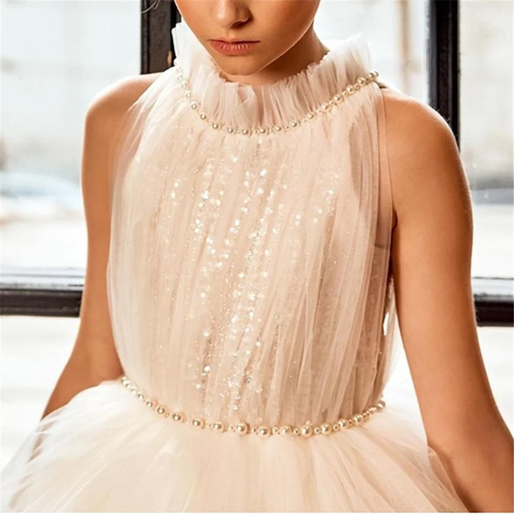 Pearls High Neck Tulle Tiered Pageant Flower Girl Dresses For Wedding With Birthday Evening Gown First Communion Prom Party
Pearls High Neck Tulle Tiered Pageant Flower Girl Dresses For Wedding With Birthday Evening Gown First Communion Prom Party