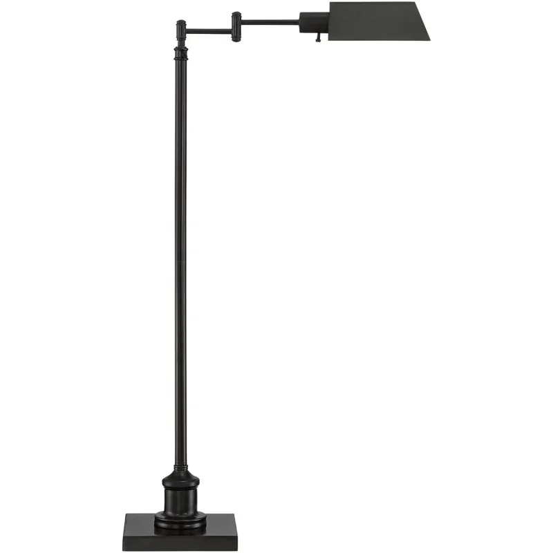 

Regency Hill Jenson Industrial Adjustable Swing Arm Pharmacy Lamps Floor Standing with USB Charging Port 54" Tall Dark Bronze Me