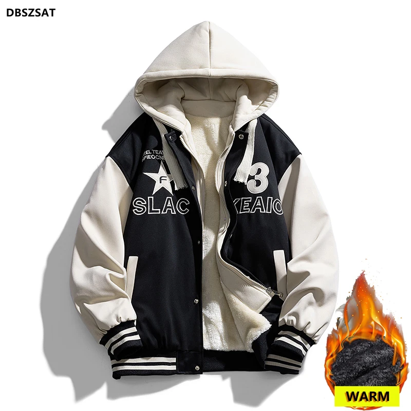 2023 Men's Plush Jacket Inner Fleece Warm Hoodie Baseball Jacket Men Oversize Vintage Winter Streetwear Embroidery Fashion Y2k
2023 Men's Plush Jacket Inner Fleece Warm Hoodie Baseball Jacket Men Oversize Vintage Winter Streetwear Embroidery Fashion Y2k
