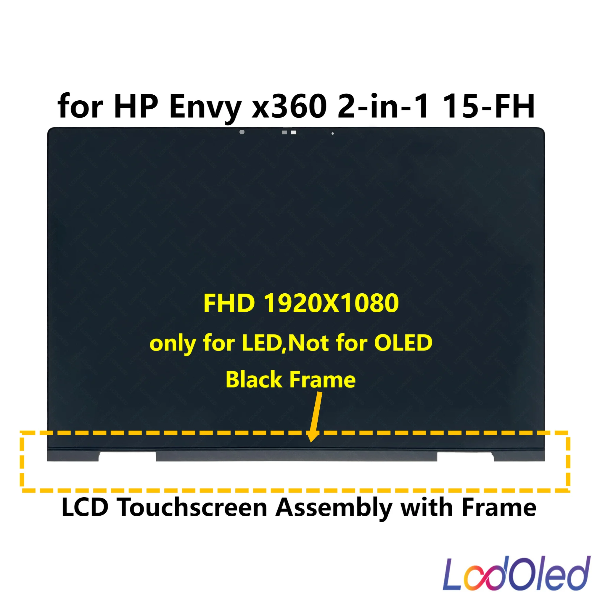 

15.6" LED FHD LCD Touch Screen Display Digitizer Assembly With Frame(Black) for HP Envy X360 2-in-1 15-FH0000CA 1920x1080 30pins