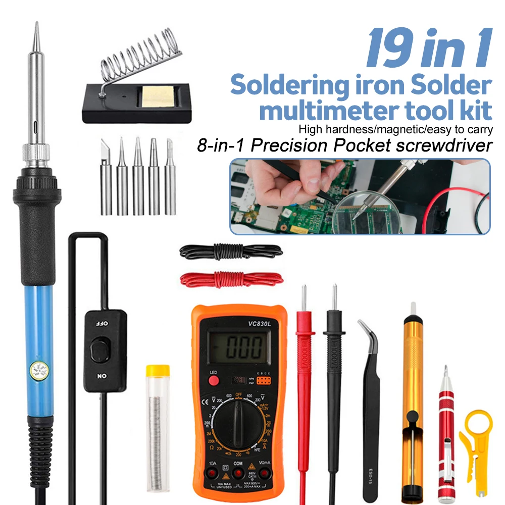 19in1 110V 220V 80W Digital Electric Soldering Iron Adjustable Temperature Soldering Iron Kit Welding Solder Repair Tools 
19in1 110V 220V 80W Digital Electric Soldering Iron Adjustable Temperature Soldering Iron Kit Welding Solder Repair Tools