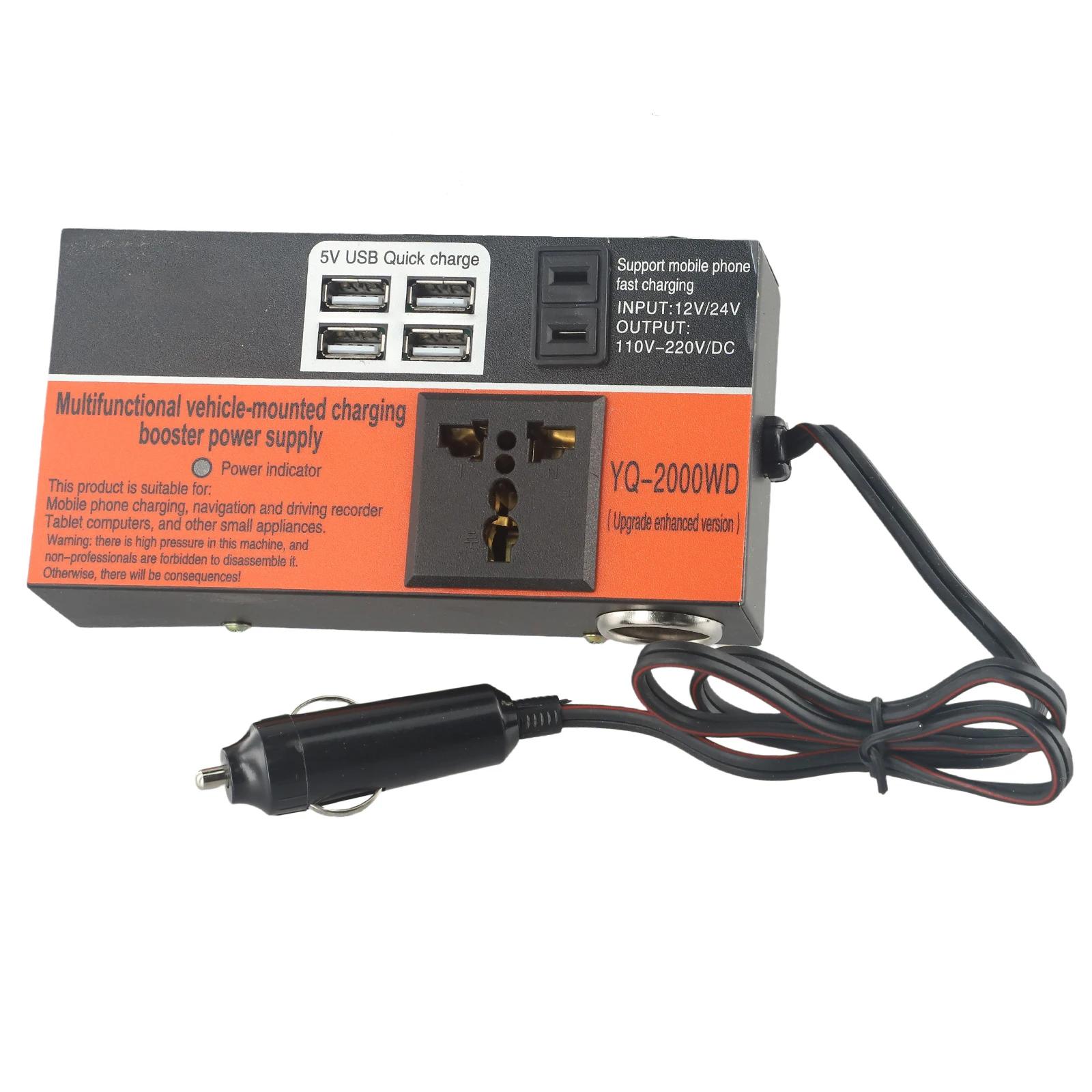 Universal Car Converter Power Inverter 1500W DC12V/24V To DC110V/220V Converter Trip 4USB 4 Ports 8 Security Protection ≤ 200W
Universal Car Converter Power Inverter 1500W DC12V/24V To DC110V/220V Converter Trip 4USB 4 Ports 8 Security Protection ≤ 200W