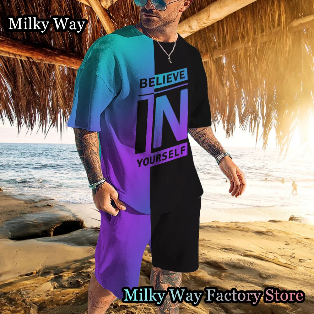 Summer Men's Colorful Tracksuit Casual 2 Pieces T-Shirt Shorts Set Male Fashion Clothing Outdoor Outfit Daily Chic Jogging Suit
Summer Men's Colorful Tracksuit Casual 2 Pieces T-Shirt Shorts Set Male Fashion Clothing Outdoor Outfit Daily Chic Jogging Suit