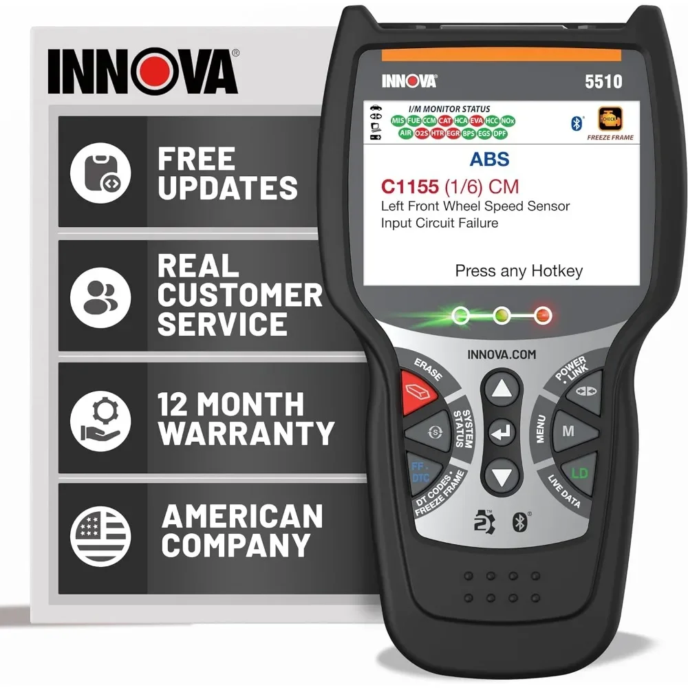 INNOVA 5510 OBD2 Scanner, Scantool for ABS Clear, All System Scanner, Caliper Service, Brake Pad Life
INNOVA 5510 OBD2 Scanner, Scantool for ABS Clear, All System Scanner, Caliper Service, Brake Pad Life