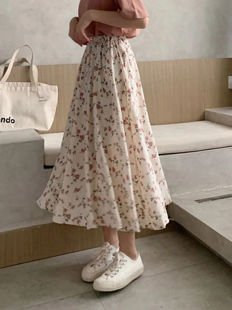 Vintage Floral Print A-line Pleated Long Skirts Summer Women Korean Skirt Streetwear Drawstring Elastic Waist Midi Skirt
Vintage Floral Print A-line Pleated Long Skirts Summer Women Korean Skirt Streetwear Drawstring Elastic Waist Midi Skirt