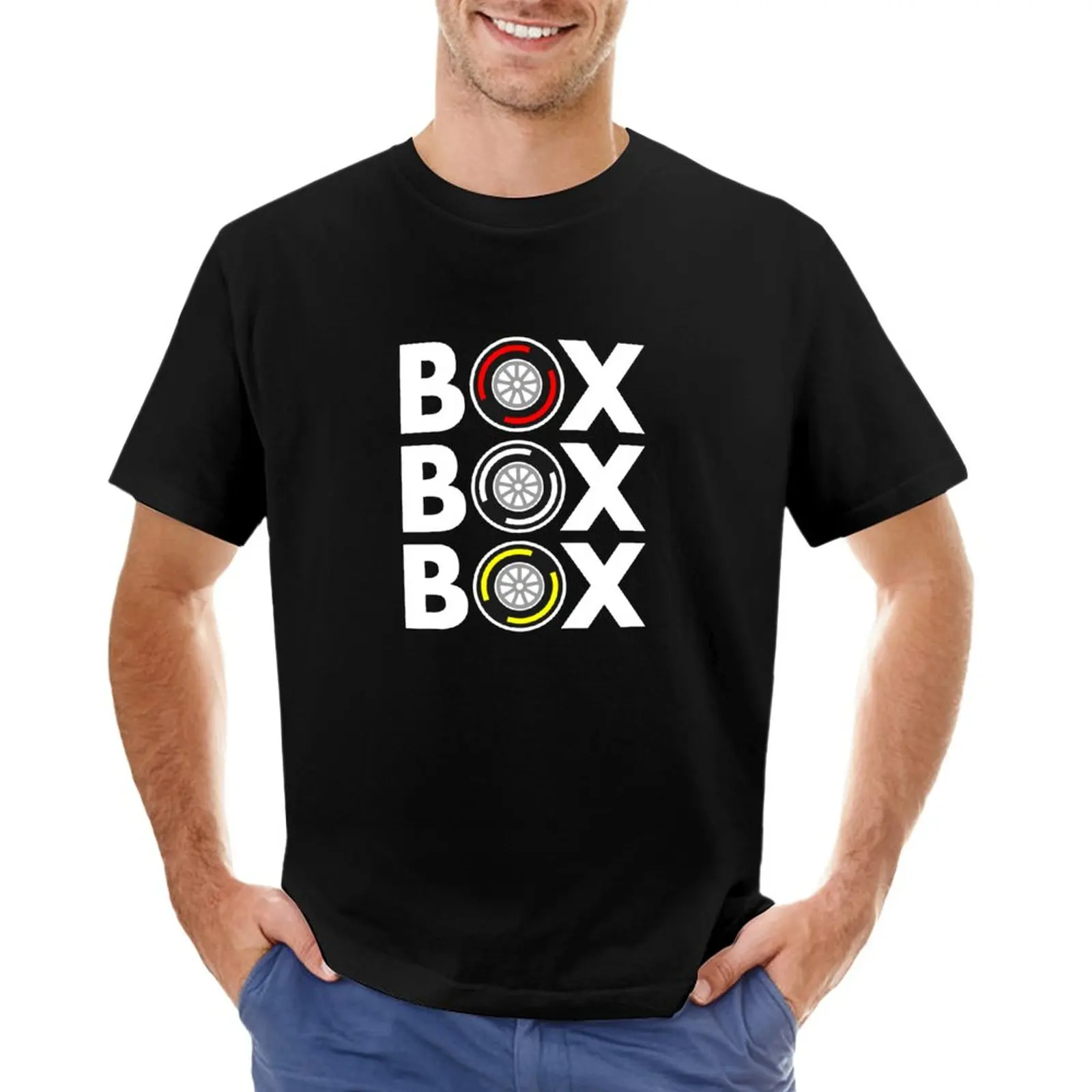 

Box Box Box F1 Tyre Compound White Text Design T-Shirt plus size tops kawaii clothes anime clothes clothes for men