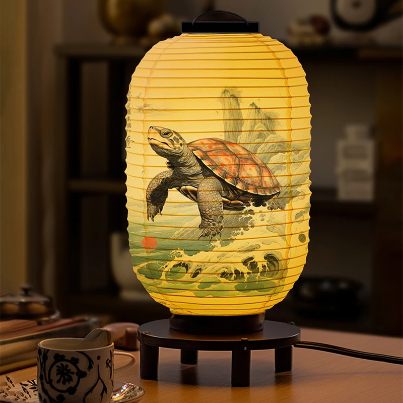 

Japanese Traditional Paper Lantern Ukiyo-e Style Turtle Printed Lantern Restaurant Pub Izakaya Cuisine Shop Hanging Decor Lamp