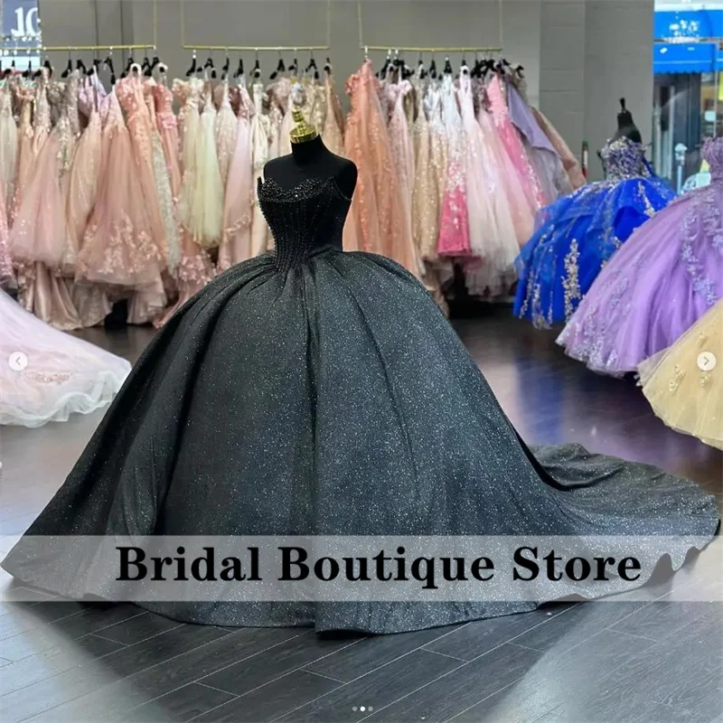 Glitter Black Princess Quinceanera Dress 2024 Ball Gown Sweetheart Pearls Beading Sweet 16 Gowns Vestidos De 15 Anos Custom-Made
Glitter Black Princess Quinceanera Dress 2024 Ball Gown Sweetheart Pearls Beading Sweet 16 Gowns Vestidos De 15 Anos Custom-Made