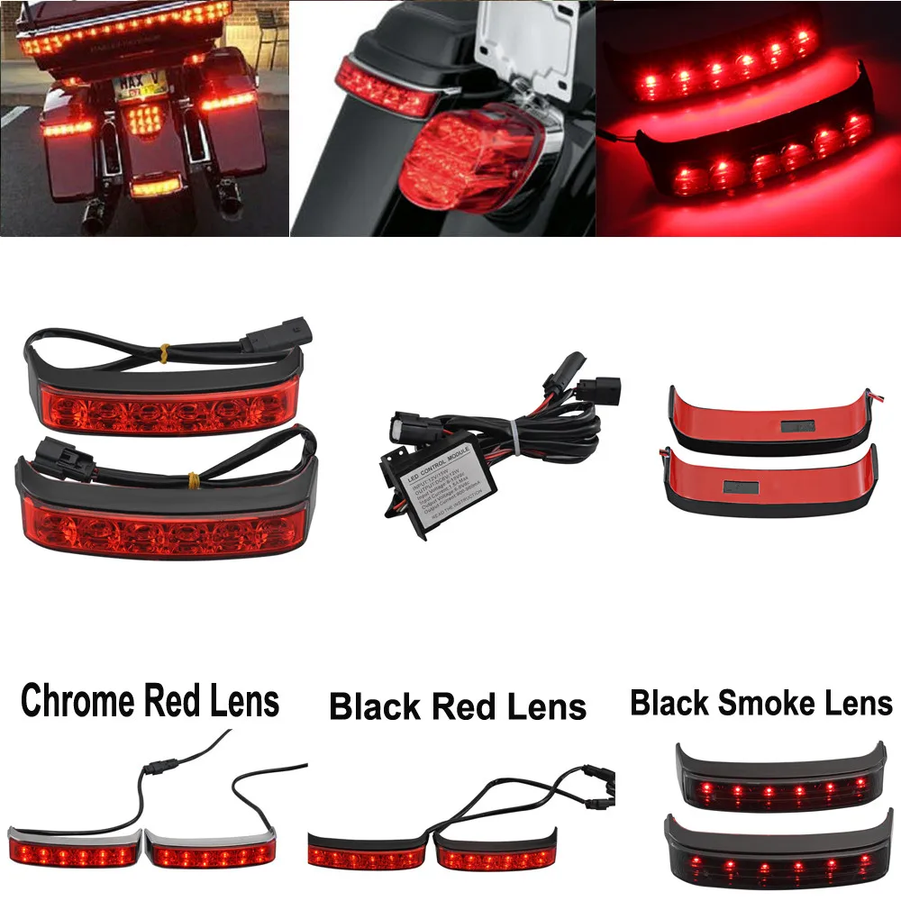 

Motorcycle Luggage Saddlebag LED Turn Signal Lamp Run Brake Light For Harley Touring Road King Street Glide CVO Limited 2014-22