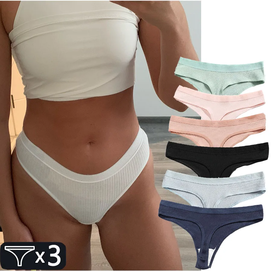 

3Pcs Tanga Women Panties Cotton Underwear Sexy Panties Girls Female Underpants Thong Seamless Pantys Lingerie Low-Rise G-String