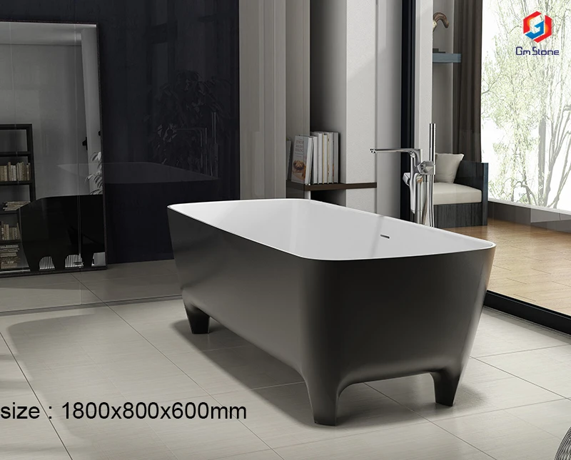 

Guangzhou GM stone new design Solid Surface Artificial Stone bathroom bathtub Freestanding resin soaking Bathtub made in China