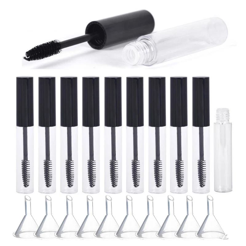 

10Pcs 10ml Black Empty Mascara Bottles Mascara Eyeliner Tubes with Funnel Eyelash Cream Container Refillable Bottles Vial Makeup