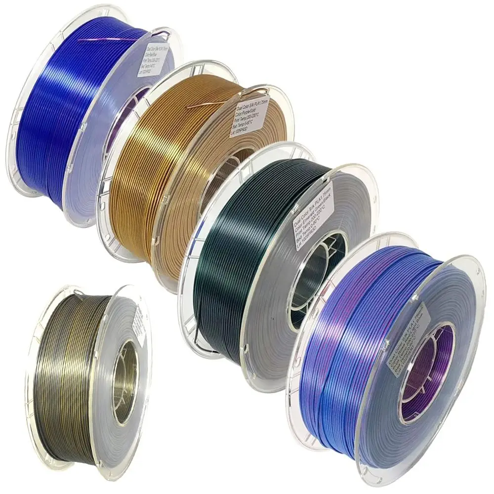 

1KG 1.75mm 3D Printing Silk PLA Rainbow Spool Biodegradable Dual Color PLA Filament Dual Color for Most FDM 3D Printers