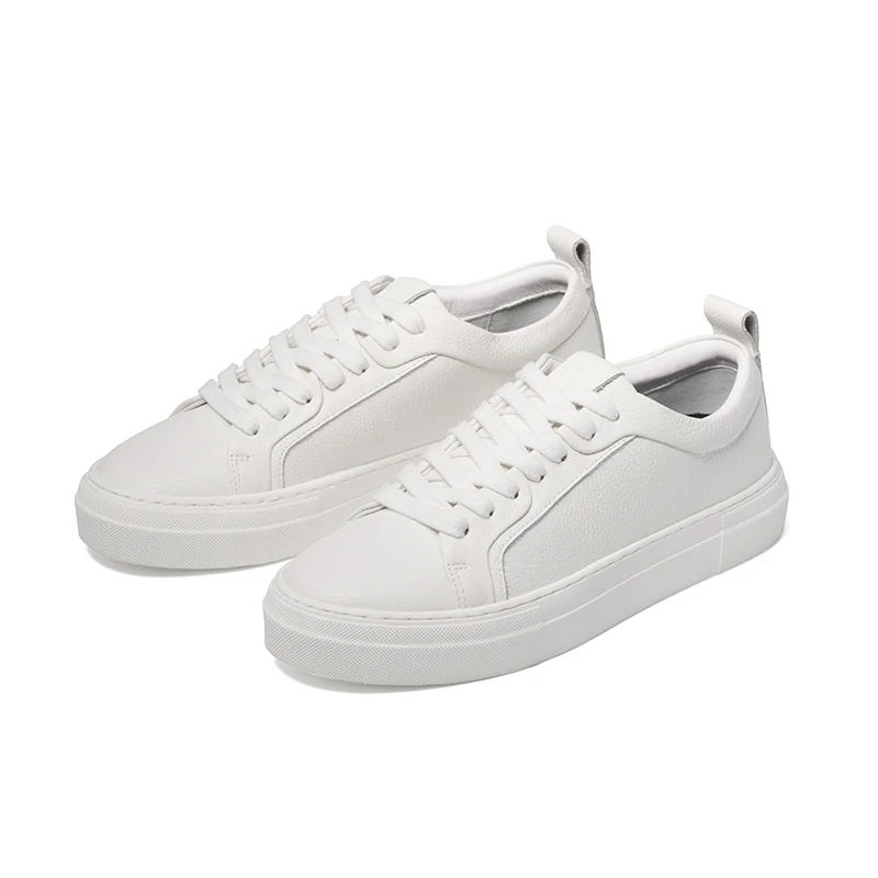 

LINJER STRICKLIN Spring Autumn England Style Fashion Genuine Leather Cowhide Casual Vulcanized Pure White Shoes Woman Sneakers
