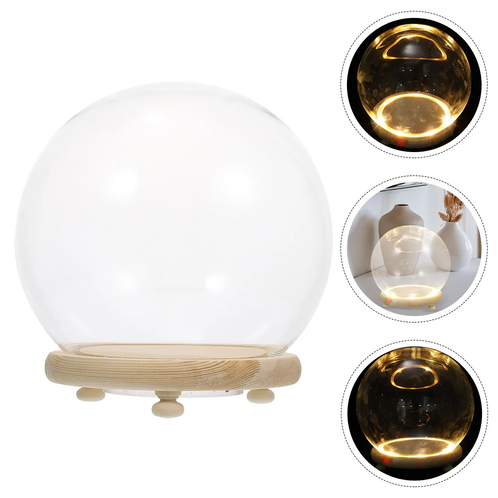 

Clear Glass Mini Candles Globes Display Dome Bell Jar Wood Base Led Light 13Cm Diy Craft Gift Keepsake Globe Display Case