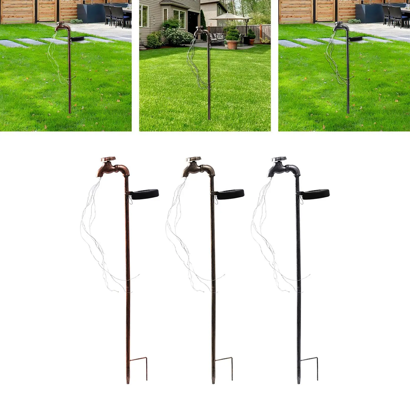 

Solar Faucet Light Fence Light Landscape Light Path Light LED Waterfall Lights for Driveway Backyard Courtyard Yard Decor