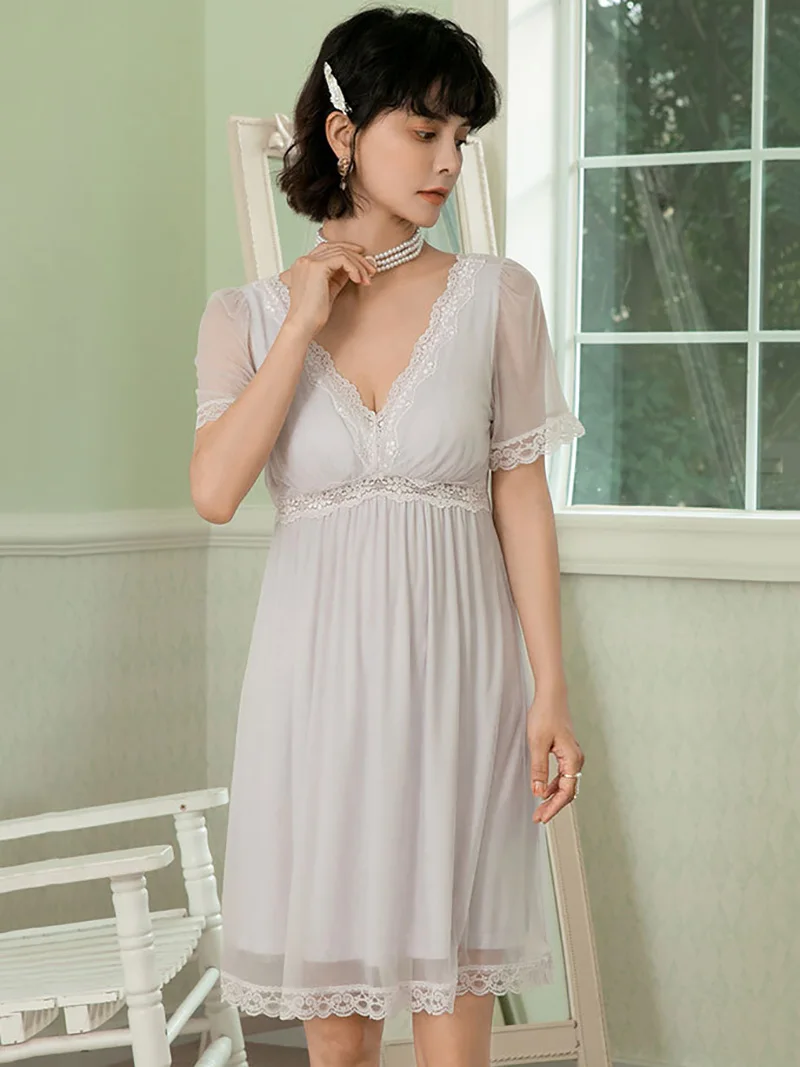 Women Fairy Sweet Lolita Ruffles Vintage Pajama Nightdress Summer Short Sleeve V-Neck Modal Mesh Victorian Princess Nightgowns
Women Fairy Sweet Lolita Ruffles Vintage Pajama Nightdress Summer Short Sleeve V-Neck Modal Mesh Victorian Princess Nightgowns
