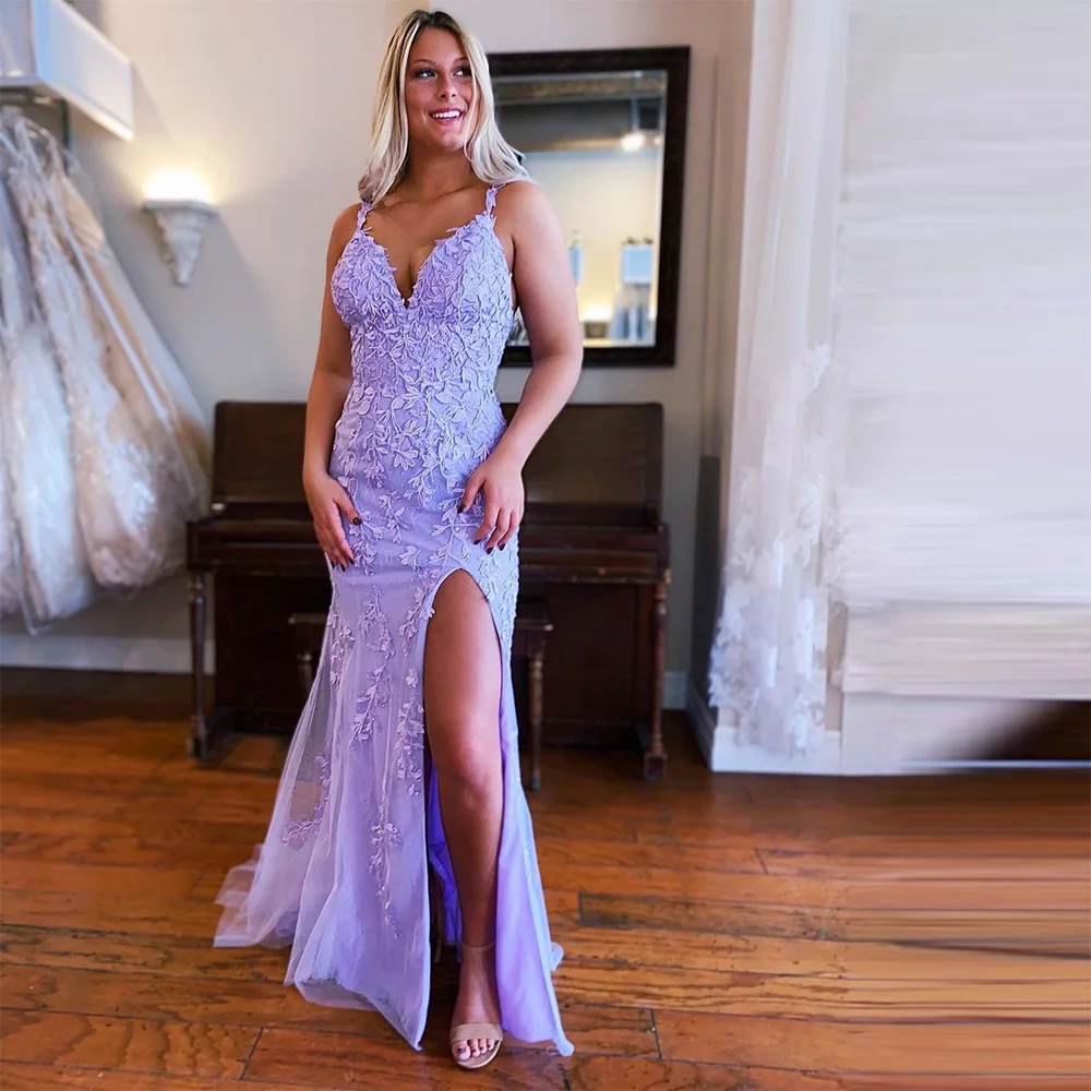 Xijun Lavender Lace Applique Mermaid Saudi Arabic Evening Dresses Spaghetti Straps Pleat Ruched Prom Dress Homecoming Gown
Xijun Lavender Lace Applique Mermaid Saudi Arabic Evening Dresses Spaghetti Straps Pleat Ruched Prom Dress Homecoming Gown