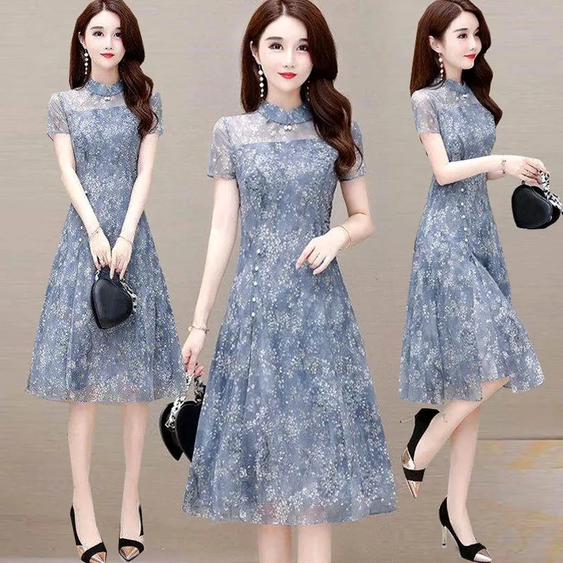 Fashion Temperament Improved Cheongsam Chiffon Dress Womens 2022 Summer New Printing Large Size Short-sleeve Dresses Female
Fashion Temperament Improved Cheongsam Chiffon Dress Womens 2022 Summer New Printing Large Size Short-sleeve Dresses Female