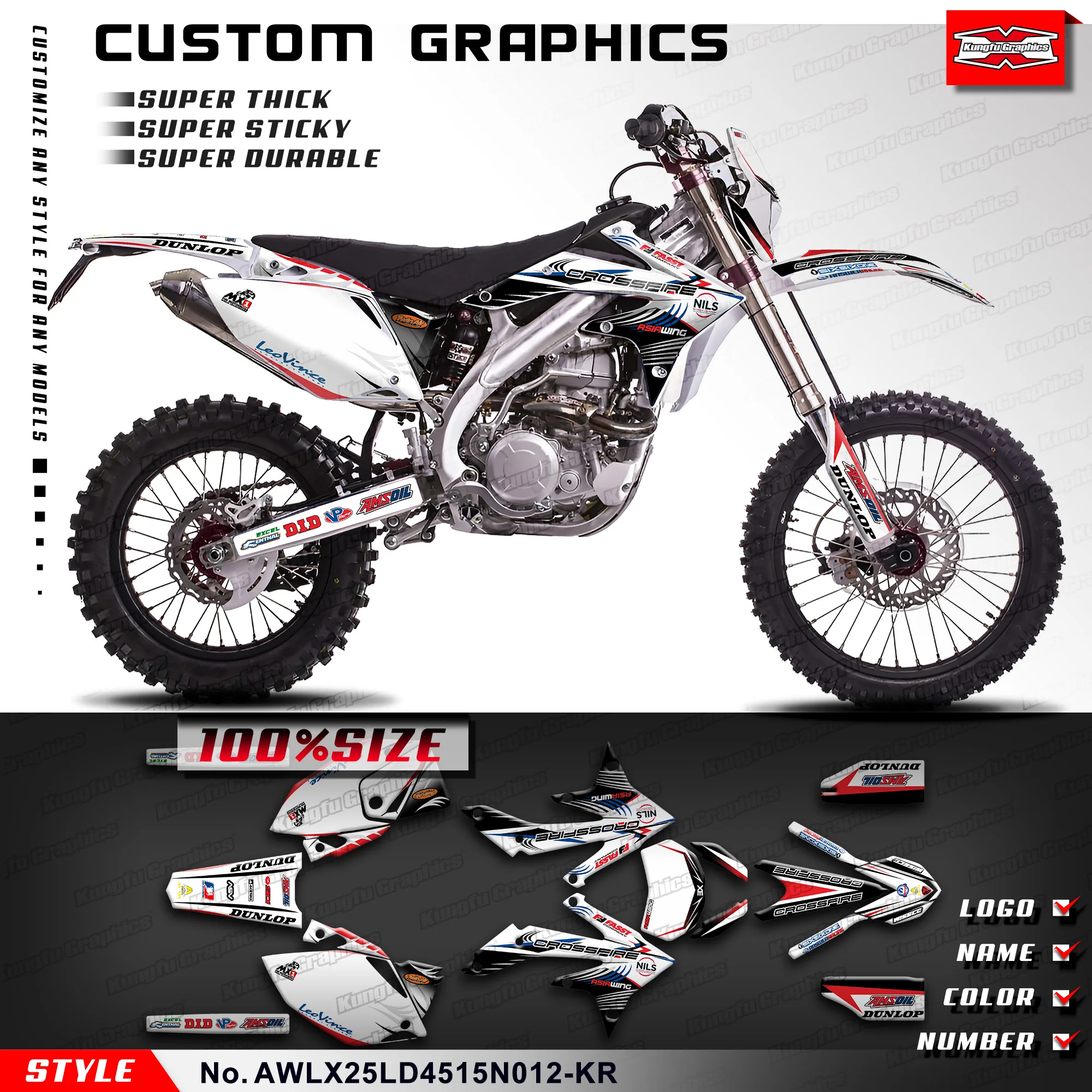 Набор прочных виниловых наклеек KUNGFU GRAPHICS Racing Graphics для Asiawing LX250 LD450 2015-2024, AWLX25LD4515N012-KR
Набор прочных виниловых наклеек KUNGFU GRAPHICS Racing Graphics для Asiawing LX250 LD450 2015-2024, AWLX25LD4515N012-KR