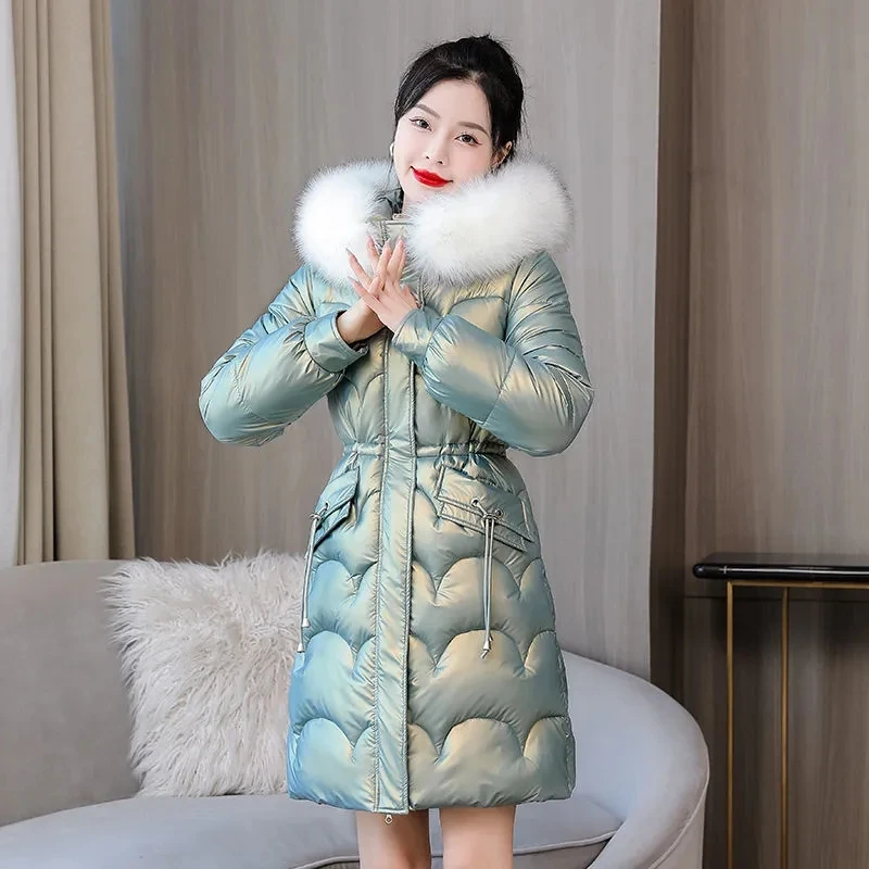 

2024 New Winter Jacket Parkas Women Coat Fur Collar Hooded Overcoat Female Jacket Thick Warm Cotton Padded Puffer Parka Outwear