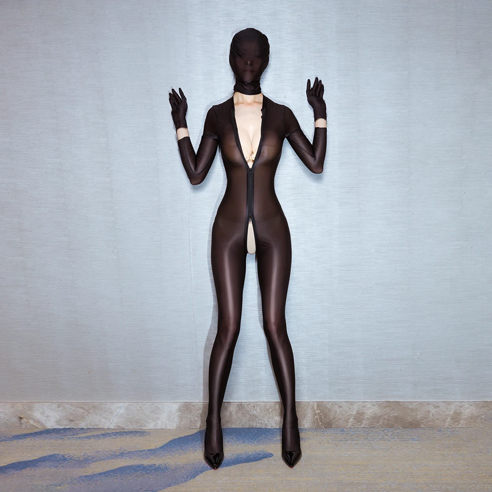 Women Bodysuit Full Cover Oil Shiny Glossy Wetlook 2-Way Zip-Up Open Crotch Jumpsuits Sexy See Through Jumpsuit Stockings
Women Bodysuit Full Cover Oil Shiny Glossy Wetlook 2-Way Zip-Up Open Crotch Jumpsuits Sexy See Through Jumpsuit Stockings