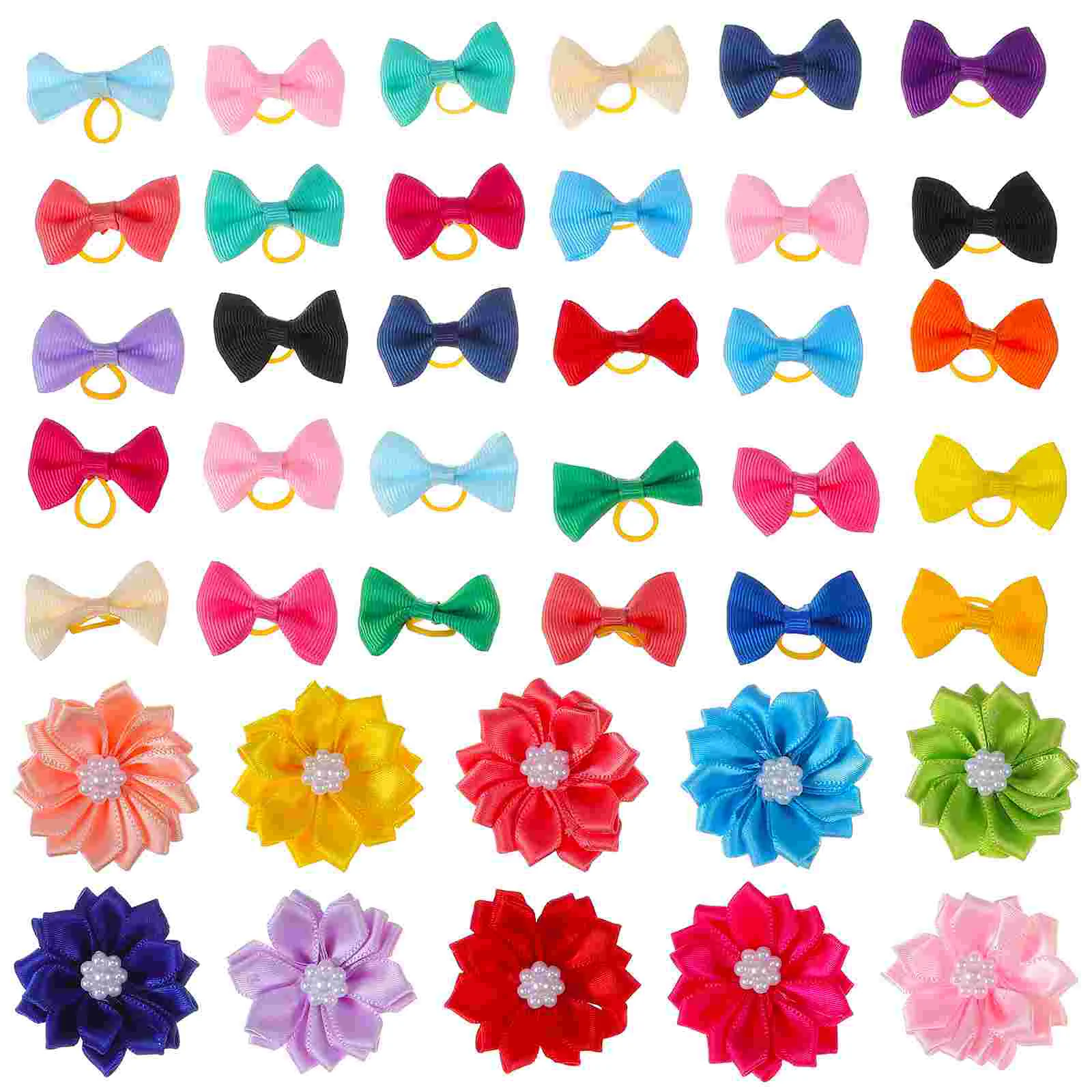 

Dog Hair Bows 40Pcs Puppy Bows Dog Hair Bows Rubber Bands Dog Grooming Bows Puppy Flower Bowknot Hair Bows Dog Cat Random Color