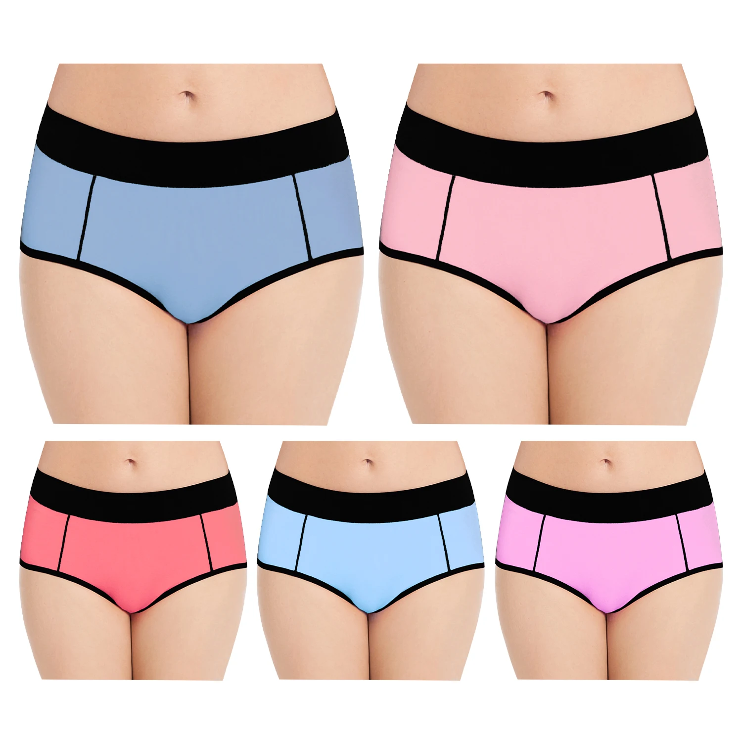 

POKARLA 5PCS Women’s Soft Cotton Briefs Comfortable High Waisted Underwear Female Full Coverage Plus Size Panties for Work Sport