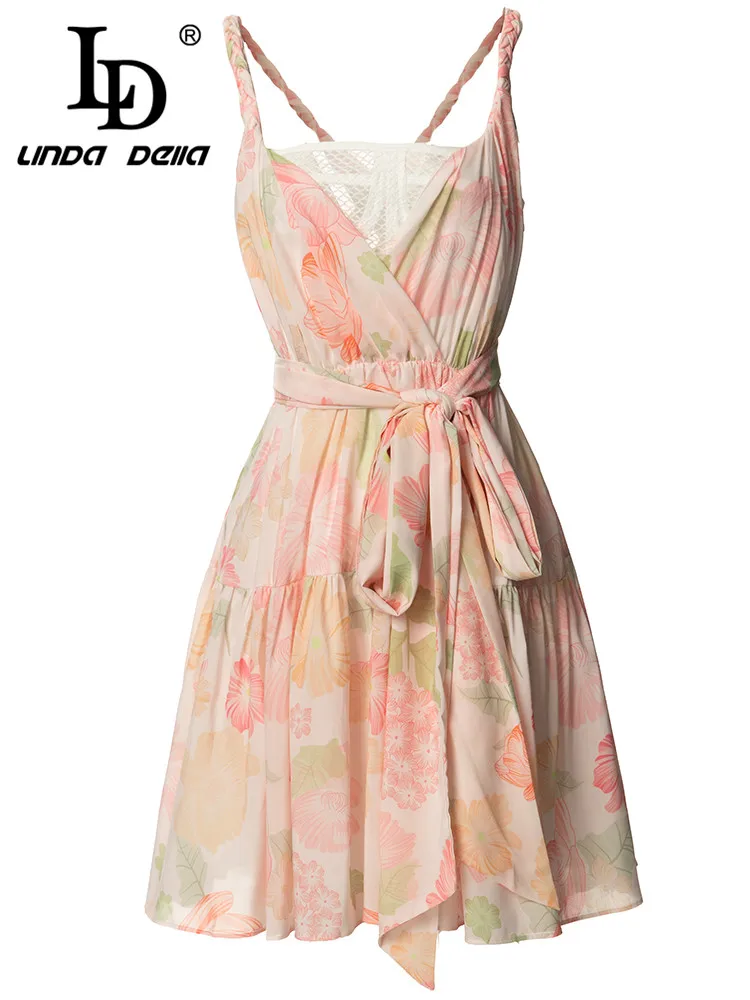 LD LINDA DELLA Summer Designer Runway Fashion Pink Short Dress Women's Vacation Floral Print Sexy Spaghetti Strap Mini Dress
LD LINDA DELLA Summer Designer Runway Fashion Pink Short Dress Women's Vacation Floral Print Sexy Spaghetti Strap Mini Dress