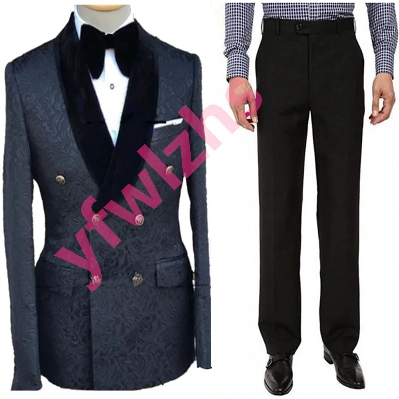 

Customize Men Suits Groomsmen Shawl Lapel Groom Tuxedos Wedding Dress Blazer Prom Dinner (Jacket+Pants+Tie) A3913