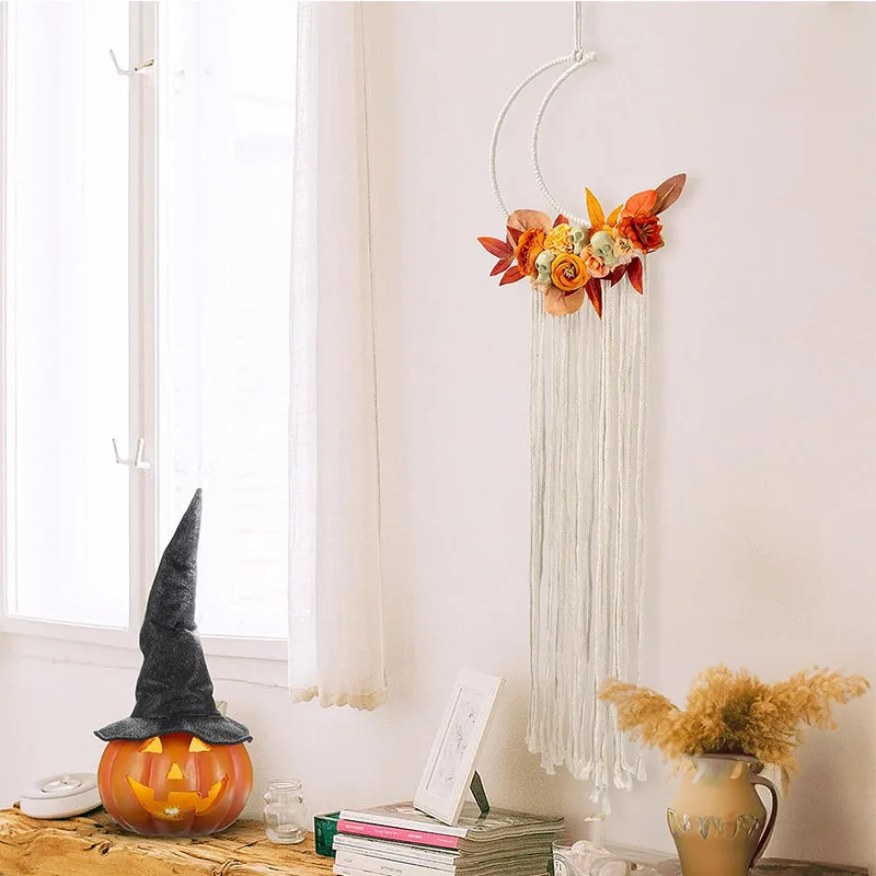 Halloween Fall Wall Hanging Decoration Boho Chic Woven Fall Flower Skull Moon Dream Catcher Autumn Thanks Giving Wall Art Decor
Halloween Fall Wall Hanging Decoration Boho Chic Woven Fall Flower Skull Moon Dream Catcher Autumn Thanks Giving Wall Art Decor