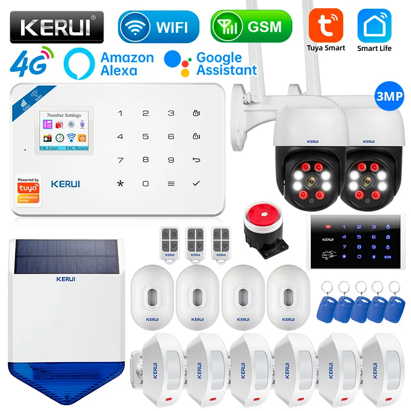 

KERUI Wireless Alarm System for Smart Home W184 4G Burglar Security 433MHz WiFi GSM Alarm Wireless Tuya Smart House App Control