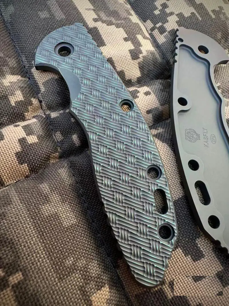 

1Pc Custom Made Weaving Pattern TC4 Titanium alloy Scales for Rick Hinderer Knives XM18 3.5 Knifes DIY Accessories