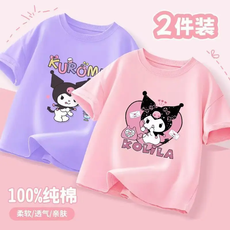 2 قطعة/الحزمة سانريو الصيف طفل الفتيات ملابس الأطفال Kuromi مطبوعة قصيرة الأكمام تي شيرت طفل القطن الكرتون تنفس لينة أعلى 2 قطعة/الحزمة سانريو الصيف طفل الفتيات ملابس الأطفال Kuromi مطبوعة قصيرة الأكمام تي شيرت طفل القطن الكرتون تنفس لينة أعلى