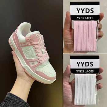 [Mr. X] 고정밀 버전은 LV 트레이너 벚꽃 파우더 컬러 플레이트 신발 끈 평면 더블 레이어 여성의 흰색에 적합합니다.