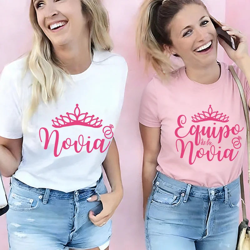 Spanish Crown Graphic Tees Women Bachelorette & Wedding Party Tops Bridal Party Team Bride Tribe Casual Short Sleeve T-Shirts 7 S839329d503a1467da351e145238b97cdb