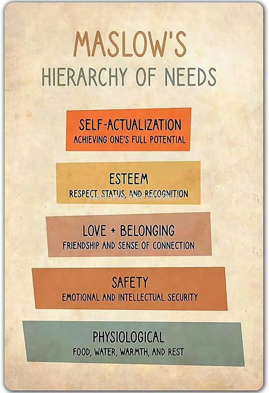 Knowledge Metal Poster Hierarchy Of Needs Tin Signage Bar Cafe Living Room Bathroom Kitchen Garage Home Art Wall Decoration
Knowledge Metal Poster Hierarchy Of Needs Tin Signage Bar Cafe Living Room Bathroom Kitchen Garage Home Art Wall Decoration