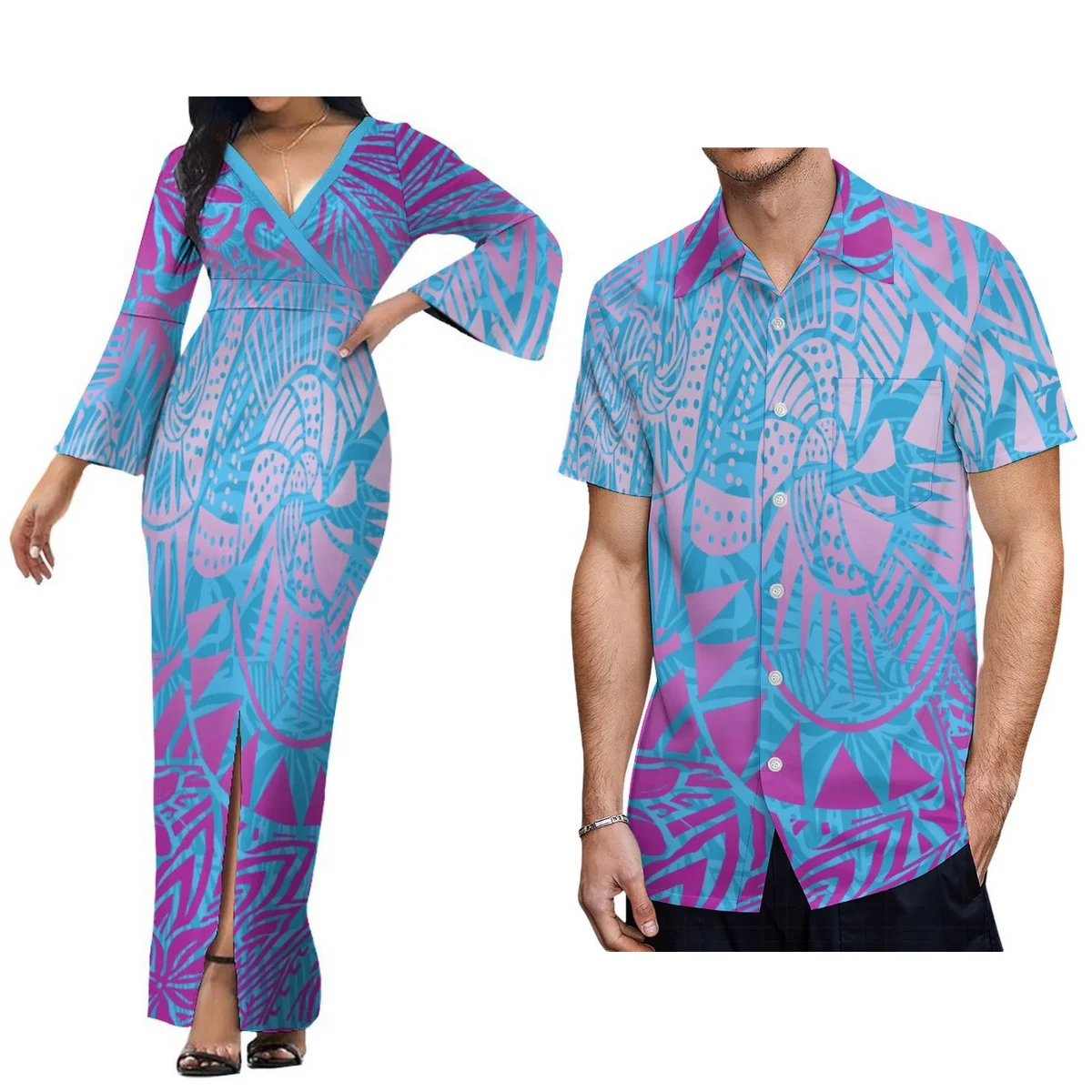2024 Polynesian Couple Suit Women'S V-Neck Dress High-Waisted Split Long-Sleeved Dress 7xl With Men'S Pocket Shirt 9xl
2024 Polynesian Couple Suit Women'S V-Neck Dress High-Waisted Split Long-Sleeved Dress 7xl With Men'S Pocket Shirt 9xl