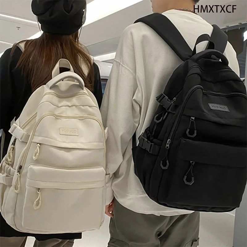 

Холщовые школьные ранцы в студенческом стиле для девочек, однотонные портфели для учеников младшей и старшей школы, рюкзак для ноутбука в Корейском стиле для женщин и мальчиков
