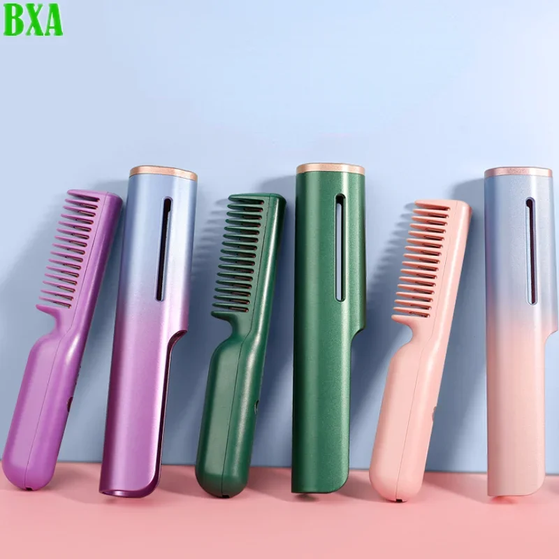 

Profissional Electric Hair Brush Comb Mini Hair Straightener Curler Fast Heating Men Beard Straightening Iron Hot Combs Styling