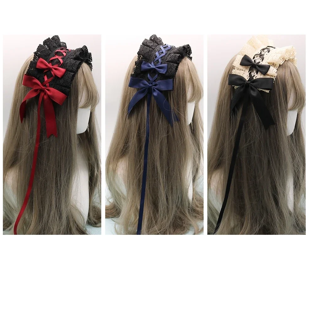 1 Pc Sweet Lolita Bowknot Maid Headdress Ruffled Lace Headpiece Headband Women Girls Japanese Style Crisscross Ribbon Headwear
1 Pc Sweet Lolita Bowknot Maid Headdress Ruffled Lace Headpiece Headband Women Girls Japanese Style Crisscross Ribbon Headwear