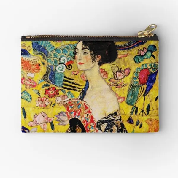 

Lady With Fan Gustav Klimt Art Nouve Zipper Pouches Wallet Bag Key Money Cosmetic Pocket Women Coin Socks Pure Men Packaging