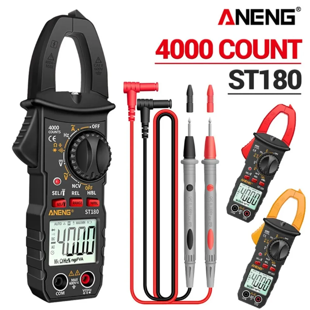 

ANENG ST180 Professional Digital Clamp Meter 4000 Counts Multimeter Ammeter Voltage Tester Car Amp Hz Capacitance NCV Ohm Test