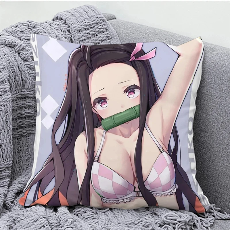 

Demon Slayer 45x45 Cushions Covers for Bed Pillows Decorative Pillowcase Decor 40x40 Couple Pillow Pillowcases 50x50 Pilow Cases