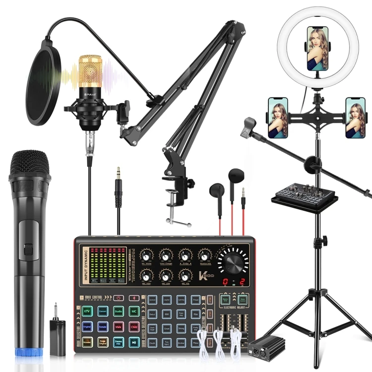 PULUZ Audio Interface Sound Card Mixer Live Show Card Microphone with Ring Light For Streaming PC Recording Gaming
PULUZ Audio Interface Sound Card Mixer Live Show Card Microphone with Ring Light For Streaming PC Recording Gaming
