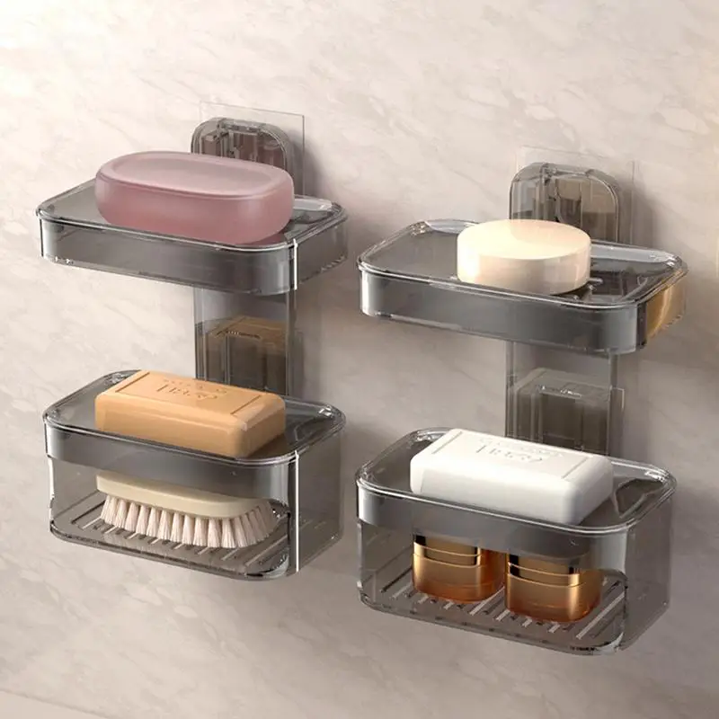 Wall Mounted Soap Box Self Draining Free Punching Soap Drain Rack Double Layer Strong Suction Cup Soap Dish Bathroom Accessories
Wall Mounted Soap Box Self Draining Free Punching Soap Drain Rack Double Layer Strong Suction Cup Soap Dish Bathroom Accessories