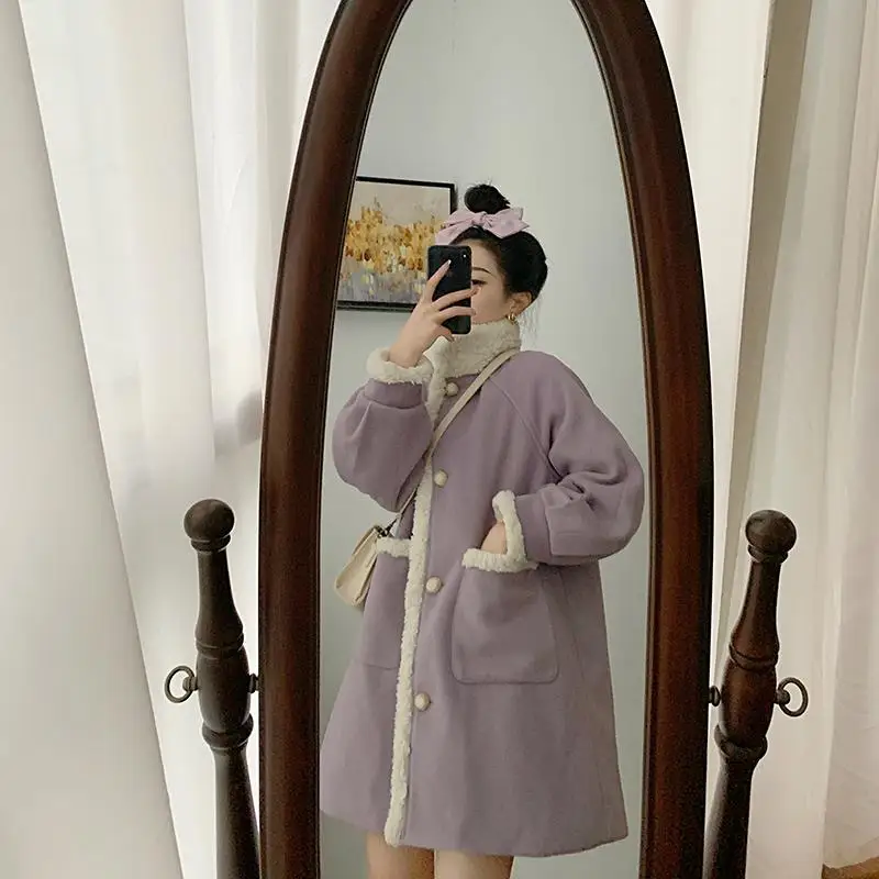 Cashmere Long Woolen Coat Women Violet Winter Ruched Sweet Harajuku Oversized Streetwear Girls
Cashmere Long Woolen Coat Women Violet Winter Ruched Sweet Harajuku Oversized Streetwear Girls