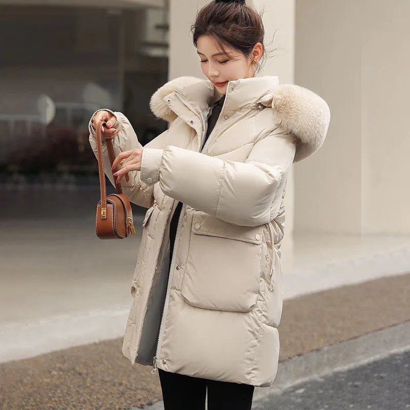 Down Cotton Jacket Women's Overcoat New Winter Bread Clothing Long Thick Warm Parker Coat Fur Collar Loose Hooded Cotton Jacket
Down Cotton Jacket Women's Overcoat New Winter Bread Clothing Long Thick Warm Parker Coat Fur Collar Loose Hooded Cotton Jacket