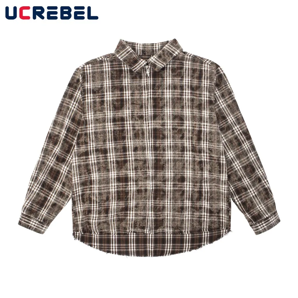 Autumn Casual Long Sleeved Plaid Shirt Mens Streetwear Loose Lapel Curved Hem Zipper Cardigan Top
Autumn Casual Long Sleeved Plaid Shirt Mens Streetwear Loose Lapel Curved Hem Zipper Cardigan Top