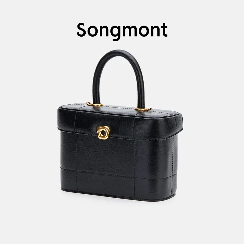 

2023 Songmont Medium Chocolate Series Box Bag Wonton Lock Buckle Designer Handheld Bucket Bag